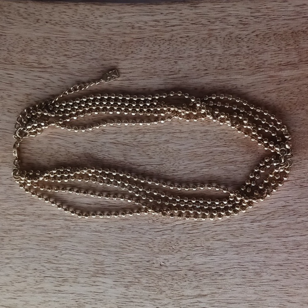 Anne Klein Vintage Goldtone 5 Strand Ball Chain Necklace Signed